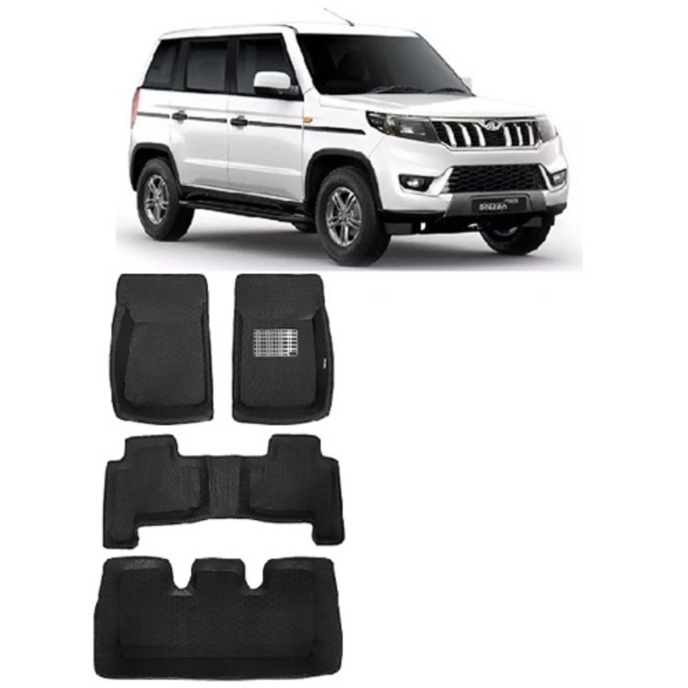 4.5D Car Floor Foot Tray Mats for Bolero Neo  - Black